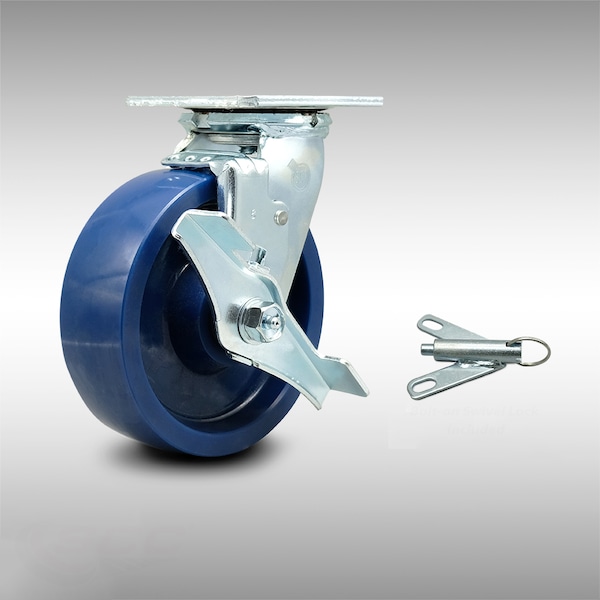 6 Inch SS Solid Poly Caster with Ball Bearing and Brake/Swivel Lock SCC